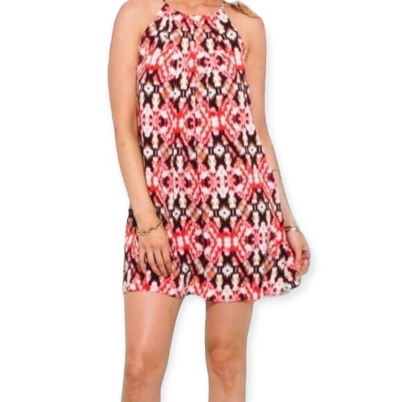 Sleeveless Multicolor Tribal Print Slip On Aline Summer Mini Dress NEW - Picture 1 of 4